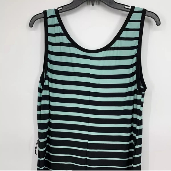 Roz & Ali Dress Size 10 Maxi Stripe Blue Black Jersey Stretch Sleeveless PTP:18" - Picture 6 of 8
